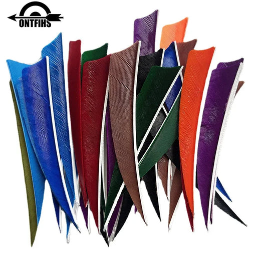 ONTFIHS 50PCS Archery Fletching RW 4" Shield Arrow Feathers with Natural Turkey Feathers