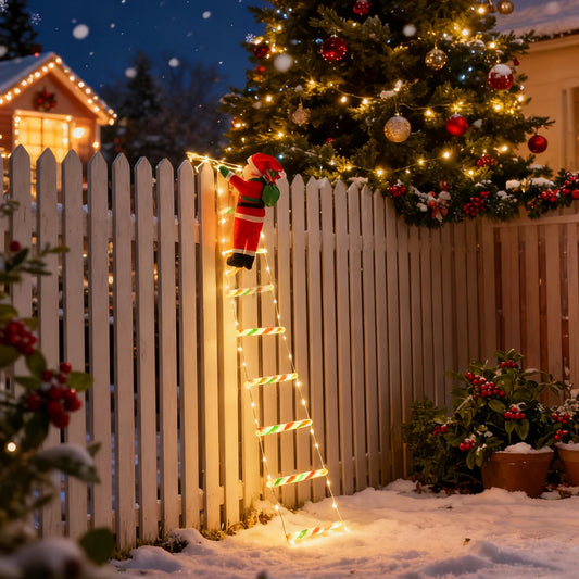 Santa Claus Ladder Light String, Suitable for Christmas Party Decoration, Christmas Lighting Decoration, Garden Decoration