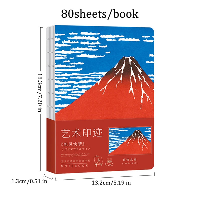 A5 Notebook Ukiyoe & Famous Painting Series Cover,80sheets/Book Writing Diary Recording Life Office Study Note Supplies CS-058
