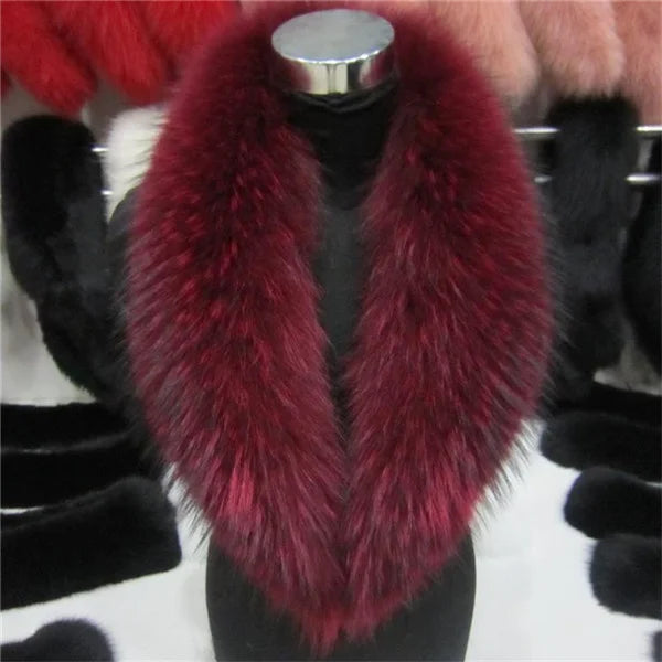 Real Raccoon Fur Collar Women Natural Fur Scarf  Winter Large Size Warm Wraps  Furry Fur Scarves for Coat Jackets Collars