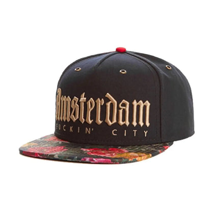 FINDPRO A-Dam Cap Golden Letters Flower Snapback Adjustable Sun Baseball Hat for Men Women Adult Outdoor Casual