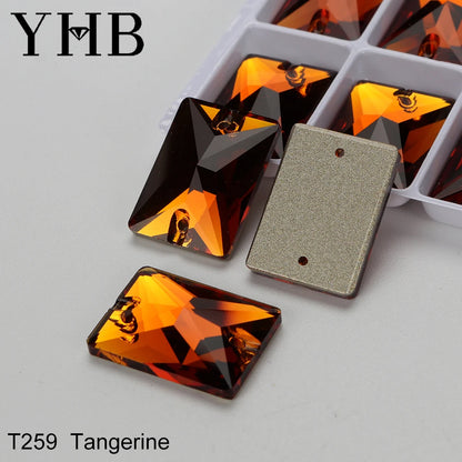 YHB Top Quality Rectangle Glass Crystal AB Moonlight Sewing Stones Flatback Sew on Rhinestones For Garment Clothes Bags