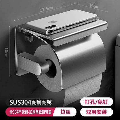 Stainless Steel Paper Towel Holder Without Punching Wall-Mounted Kitchen Roll Holder Toilet Paper Holder Bathroom Towel Rack