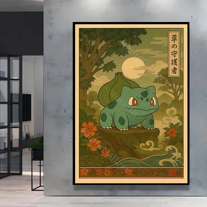 1pc frameless Canvas Paintings Retro Canvas Poster Prints Pokemon Gengar Blastoise Cartoon Character Picture Wall Art Home  Chil