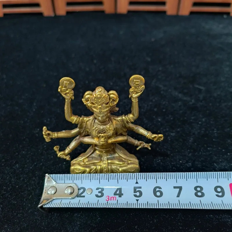 Retro Gilded Eight‑Arm Marici Bodhisattva Figurine Multi‑Headed Buddhist Deity With Sun Moon Home Worship Decor Collectible Gift