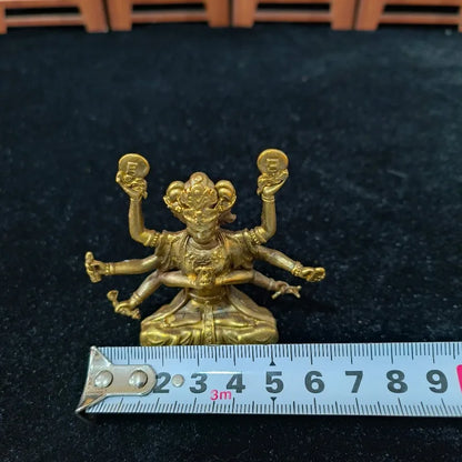 Retro Gilded Eight‑Arm Marici Bodhisattva Figurine Multi‑Headed Buddhist Deity With Sun Moon Home Worship Decor Collectible Gift