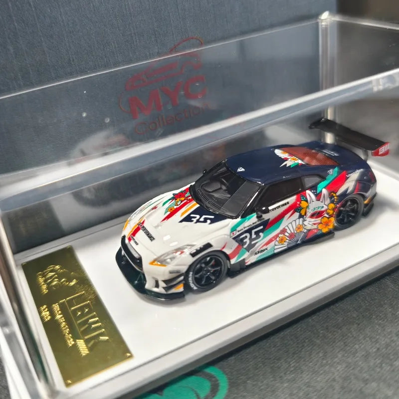 In Stock MYC 1:64 Nissan GTR R35 Type2.0 LB Wide Body Fox Demon Mask Anime Coating Resin Car Model