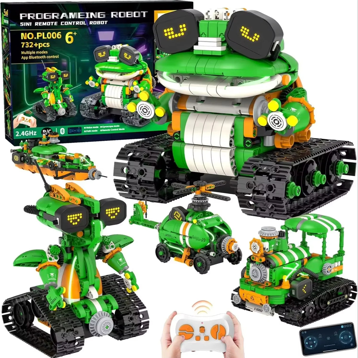 520Pcs 3 in 1 Deformation City RC Robot Excavator Racing Car Building Blocks Remote Control Bulldozer Truck Bricks Toys For Kids