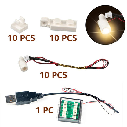 10pcs Terminal Led Searchlight MOC For Lego Light Table Lamp Multifunctional DIY Spotlight Black Building Block 1219