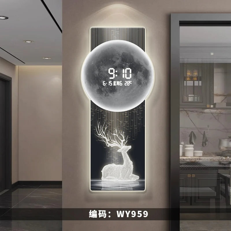 Wall clock, living room entrance decoration painting, electronic clock, digital display creative LED, wall mounted clock