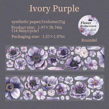 JIANQI 50mm*2m PET Plant Large petals tape Sticker Decorative collage Adhesive Diy Scrapbooking hand made Masking tape