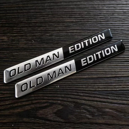 2pcs Old Man Edition 3D Emblem Aluminium Sticker Badge Funny Old Man Edition Decals Car  Replacement Decoration for Universal