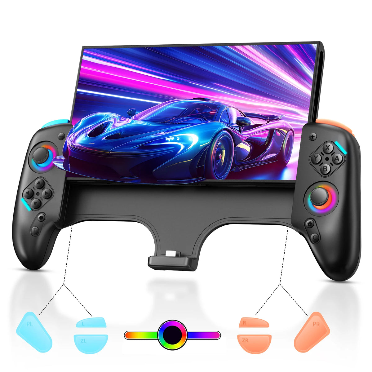 Controller For Nintendo Switch 2/Joycon One-piece Joypad,Wired RGB Gamepad 9Axis Gyro Dual Shock Turbo Programable Game Pad Grip