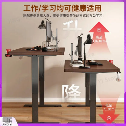 Electric Height Adjustable Computer Desk Solid Wood Study Table Home Office Desk E Sports Gaming Workbench Lab Bench Science