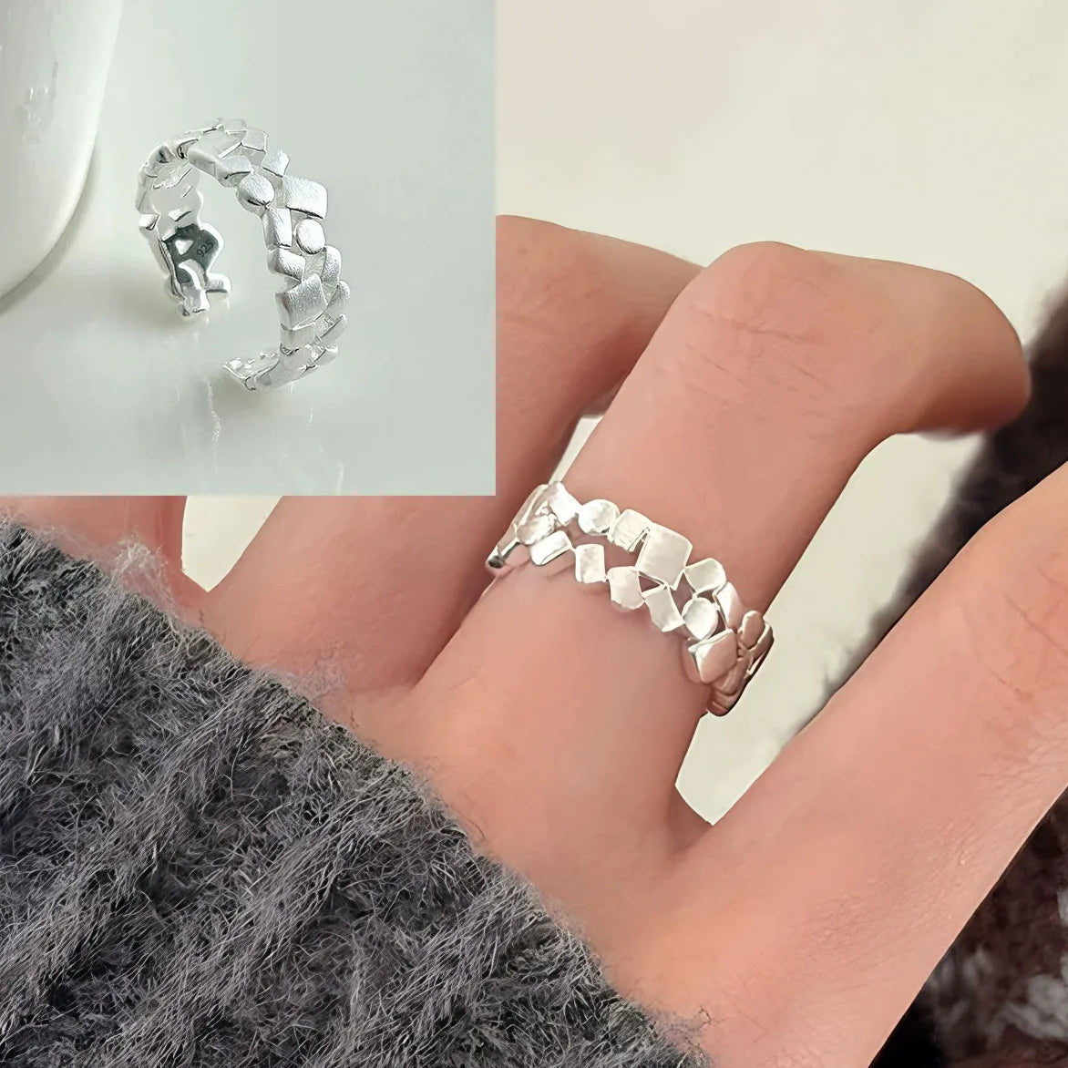 PANJBJ 925 Sterling Silver Geometry Crystal Ring For Women Ellipse Exaggerated Punk Water Drop Open Jewelry Gift Dropshipping