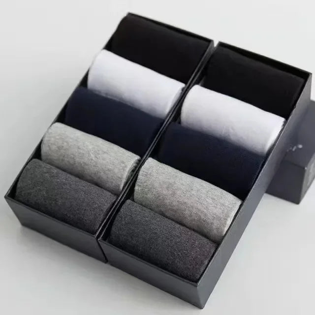 20Pcs/Lot Men's Pure Cotton Socks Plus Size Solid Color Casual Office Business Long Socks Breathable Soft Men's Socks EU39-48