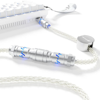 ATTACK SHARK C07 Custom USB C Keyboard Cable with RGB Lighting for 8KHz Magnetic Keyboard, 5-Pin CNC Aviation Connector