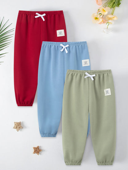 1/3 Pcs Four Seasons Children's Leisure Sports Pants Solid Color Basic Boy Running Holiday 9 Pants Girl Joker Comfortable Pants