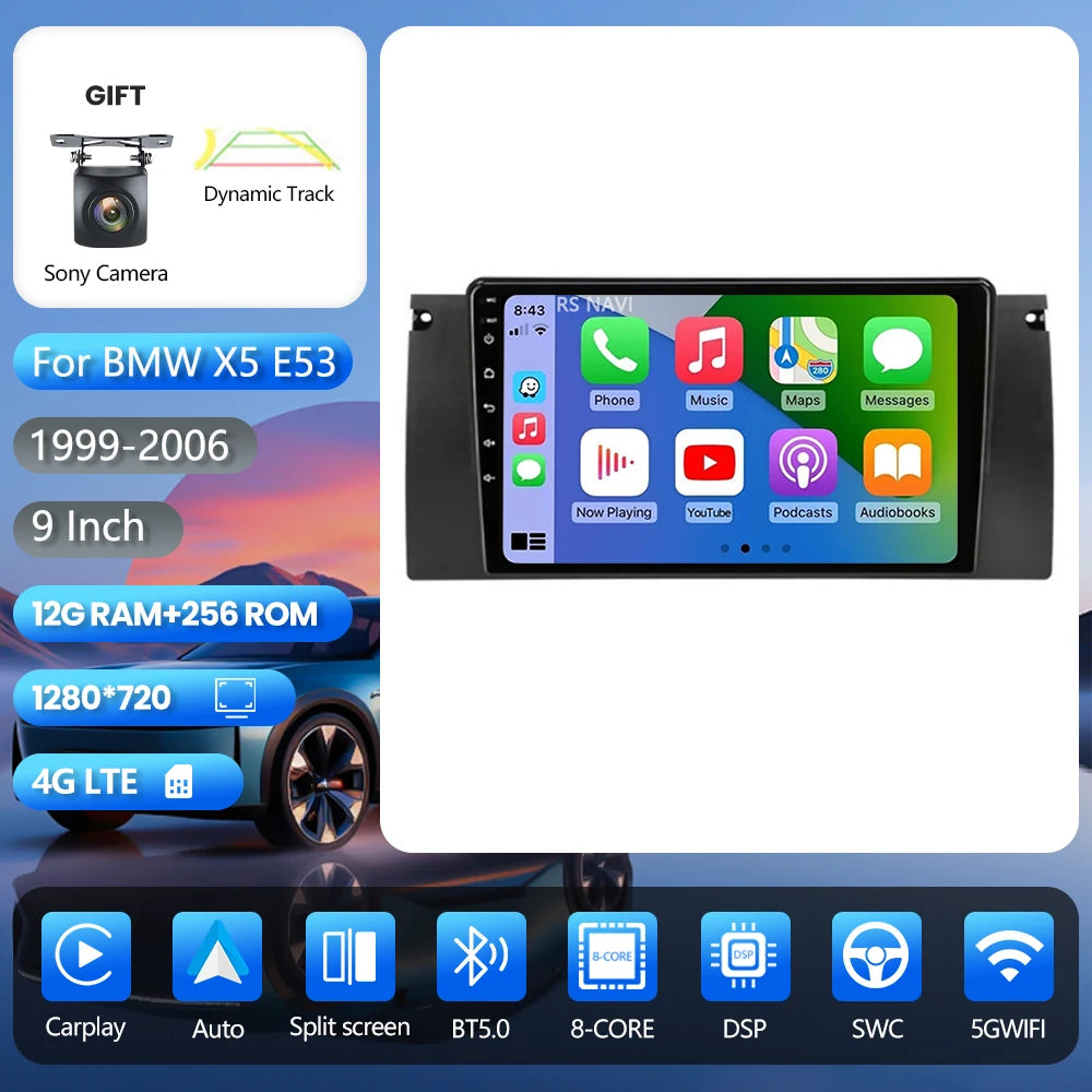 Android 16 Carplay Auto 2K Screen Car Radio Multimedia Player For BMW M5 E39 1995-2006 E53 X5 M5 2din Autoradio Stereo Head Unit