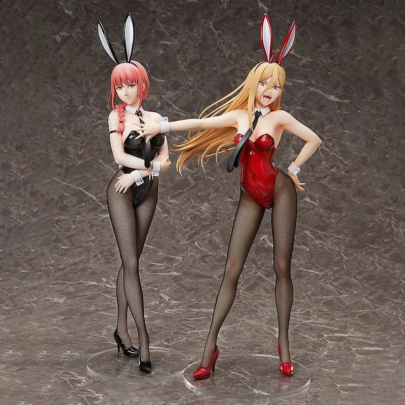 Chainsaw Man Makima action figure featuring two bunny girl figures with striking outfits and detailed designs.