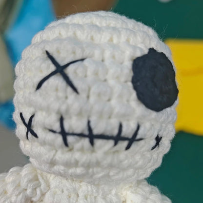 Crocheted Voodoo Doll Handmade Cute Red Heart Yarn Dolls Keychain Halloween Decoration Creative Gift For Party Home Decor