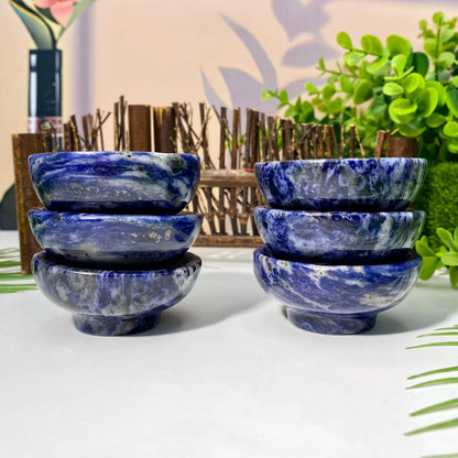 Random 1PC Blue Sodalite Stone Bowl -Suitable For Families,Offices,Restaurants And Commercial Spaces-Ideal For Multiple Purposes