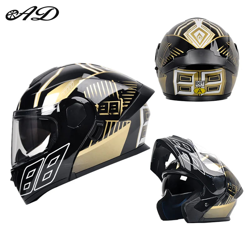 Dot Certified Ad Factory Open Face Motorcycle Helmet with Dual Visor Crash-Resistant Abs Motocross Riding Motorcycle Helmets