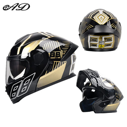 Dot Certified Ad Factory Open Face Motorcycle Helmet with Dual Visor Crash-Resistant Abs Motocross Riding Motorcycle Helmets