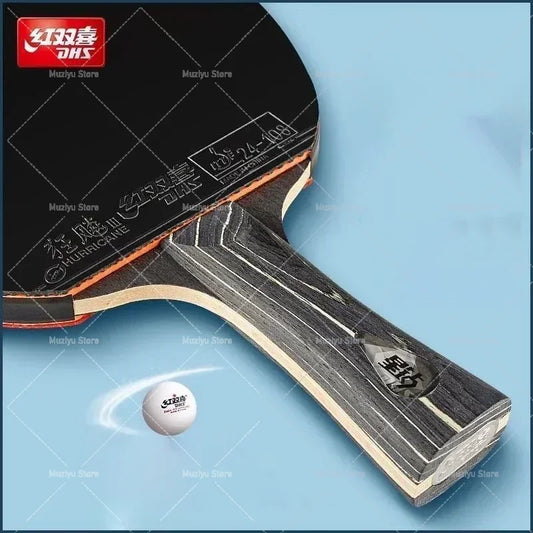 DHS DIAMOND Black 7-Ply Table Tennis Racket with Hurricane 3 Rubbers - Professional Original Ping Pong Paddle Bat