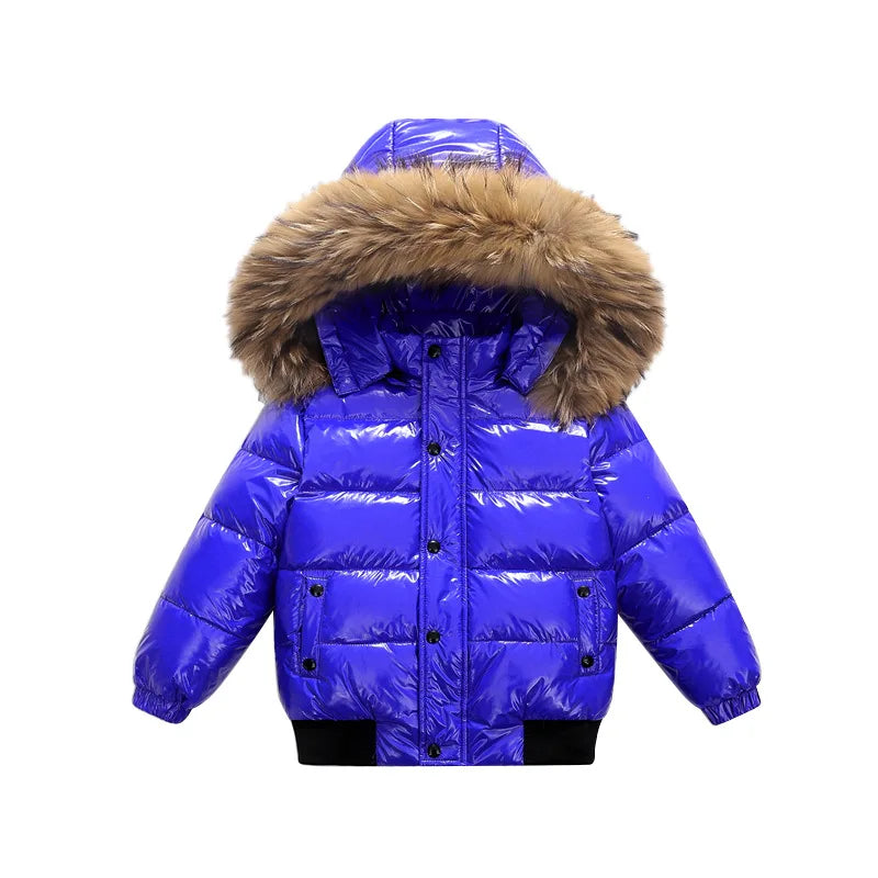 UNITIM Kids Baby Girls Down Jacket Hooded Glossy No-rinse Toddler Boys Down Coat Winter Thicken Warm Newborn Boys Parkas Outwear