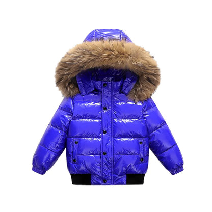 UNITIM Kids Baby Girls Down Jacket Hooded Glossy No-rinse Toddler Boys Down Coat Winter Thicken Warm Newborn Boys Parkas Outwear