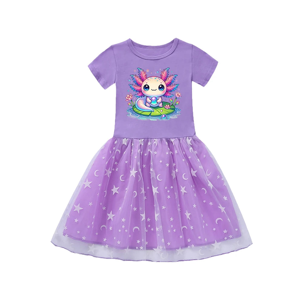 Kids' Dresses for Girls Dress Children's Girly Dresses for Baby Girl Cartoon Axolotl Baby Autumn Clothes Clothing Princess Cute