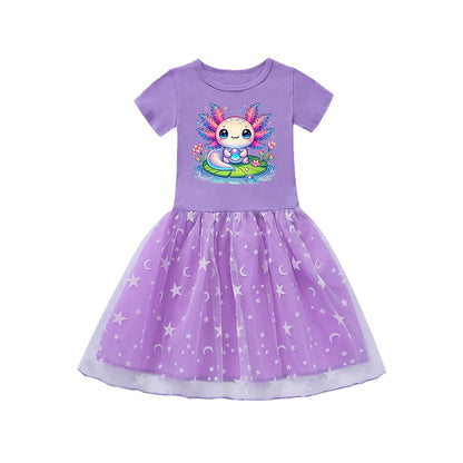 Kids' Dresses for Girls Dress Children's Girly Dresses for Baby Girl Cartoon Axolotl Baby Autumn Clothes Clothing Princess Cute