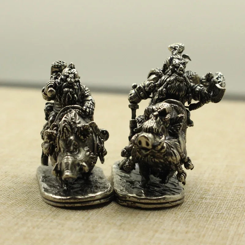 Cartoon Desktop Copper Soldier Decoration Ornaments Retro Dwarf Legionnaire Cavalry Model Figure Toys