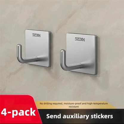 Heavy Duty Adhesive Towel Hook Stainless Steel Adhesive Hook Hanging Bathroom Kitchen Storage Holder Sticky Hooks Silver Hanger