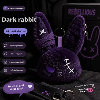 HOT Gothic Bunny Plush Keychain RabbitBag Charm with Bandage Desian Kawaii Key Ring Pendant Car Bag Ornament Halloween gifts
