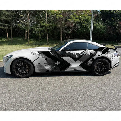 2pcs Ink Wash Cross Car Side Wraps, Self-Adhesive PVC Waterproof & Scratch-Resistant Stickers, Car Accessory Gift
