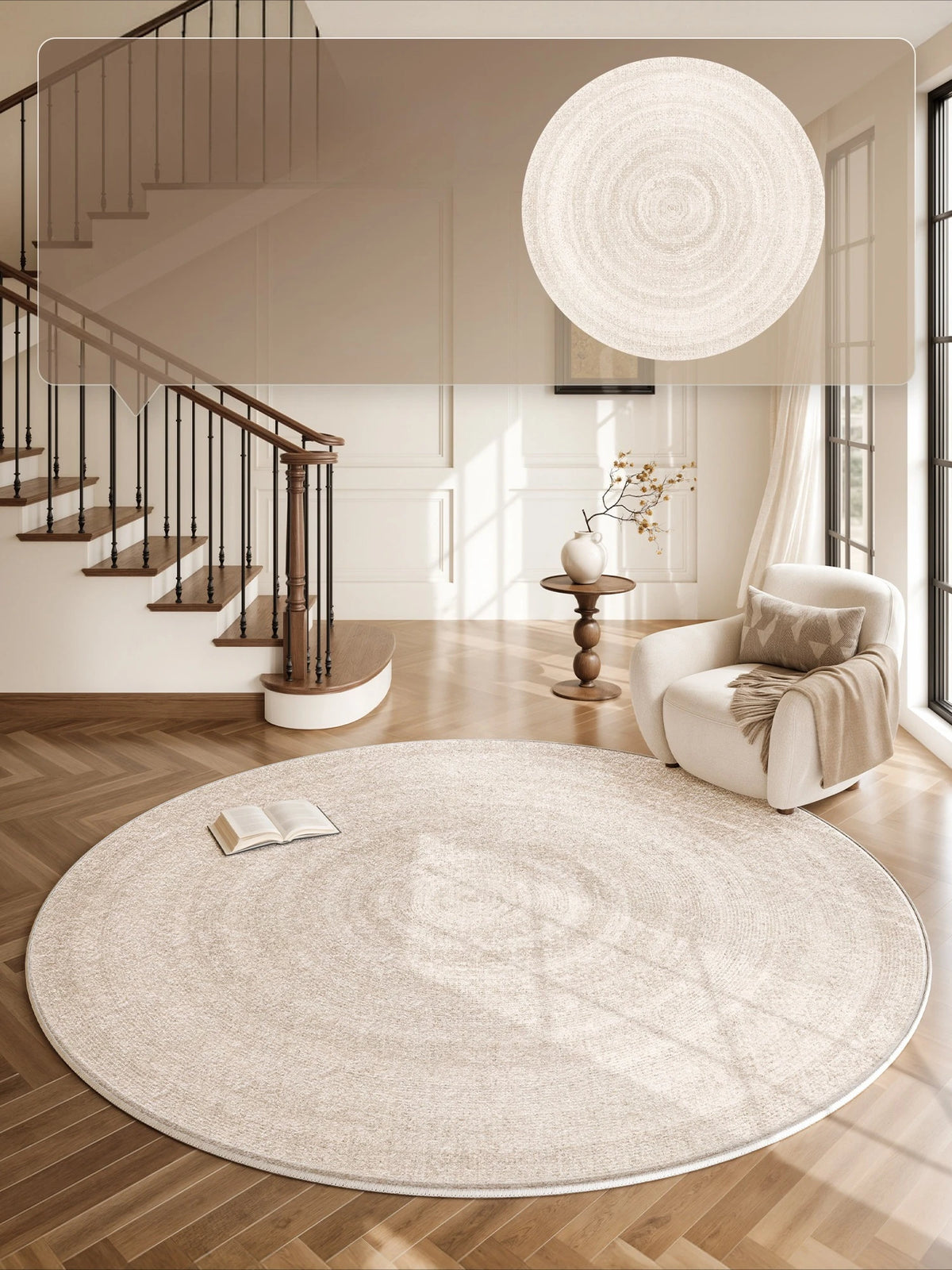 Cream Style Carpets for Living Room Minimalist Bedroom Decor Round Carpet Fluffy Soft Lounge Floor Mat Thick Plush Cloakroom Rug