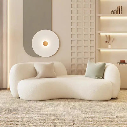 Creamy Style Minimalist Design Lamb Velvet Fabric Half Round Circle Cloud Sofas Sets Indoor Curved Couch for Home Living Room