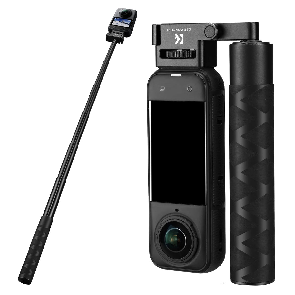 K&F CONCEPT Foldable Selfie Stick for Insta360 X6 X5 X4 DJI Osmo 360 92.5cm/36.4inch Aluminum Alloy Extension Rod Invisible Pole