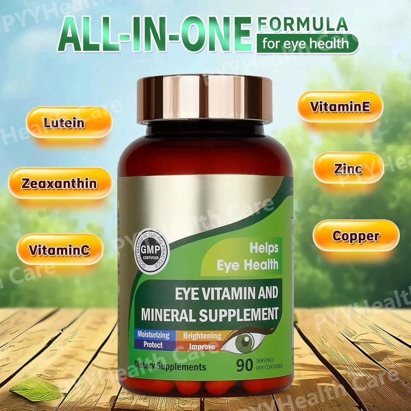 Lutein Eye Vitamins Capsules with Zeaxanthin Zinc Daily Eye Nutrition Supplement Eye Health Support for Adults 90 Count Bottle