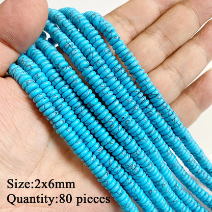 Blue Turquoise Stone Bead Irregular Round Oval Square Heart Loose Spacer DIY Beads Fit Jewelry Making Bracelet Necklace Handmade