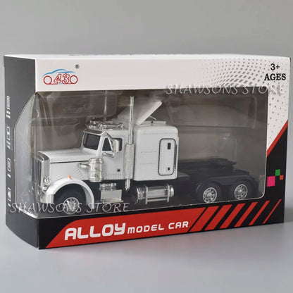 1:50 Diecast Model Semi Truck Toys Peterbilt 389 Tractor Vehicle Miniature Replica Pull Back Sound Light