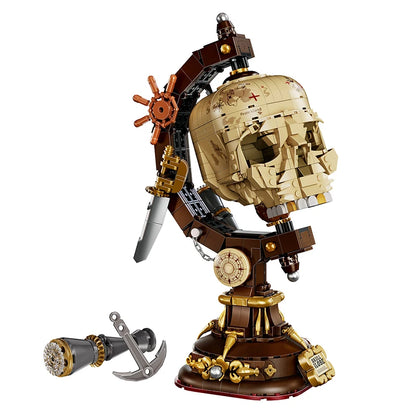 Pirate Skull Globe MOC Building Blocks Model Kit Creative Bricks Assembly Toys for Kids Adult Holiday Gifts Cool Room Decor