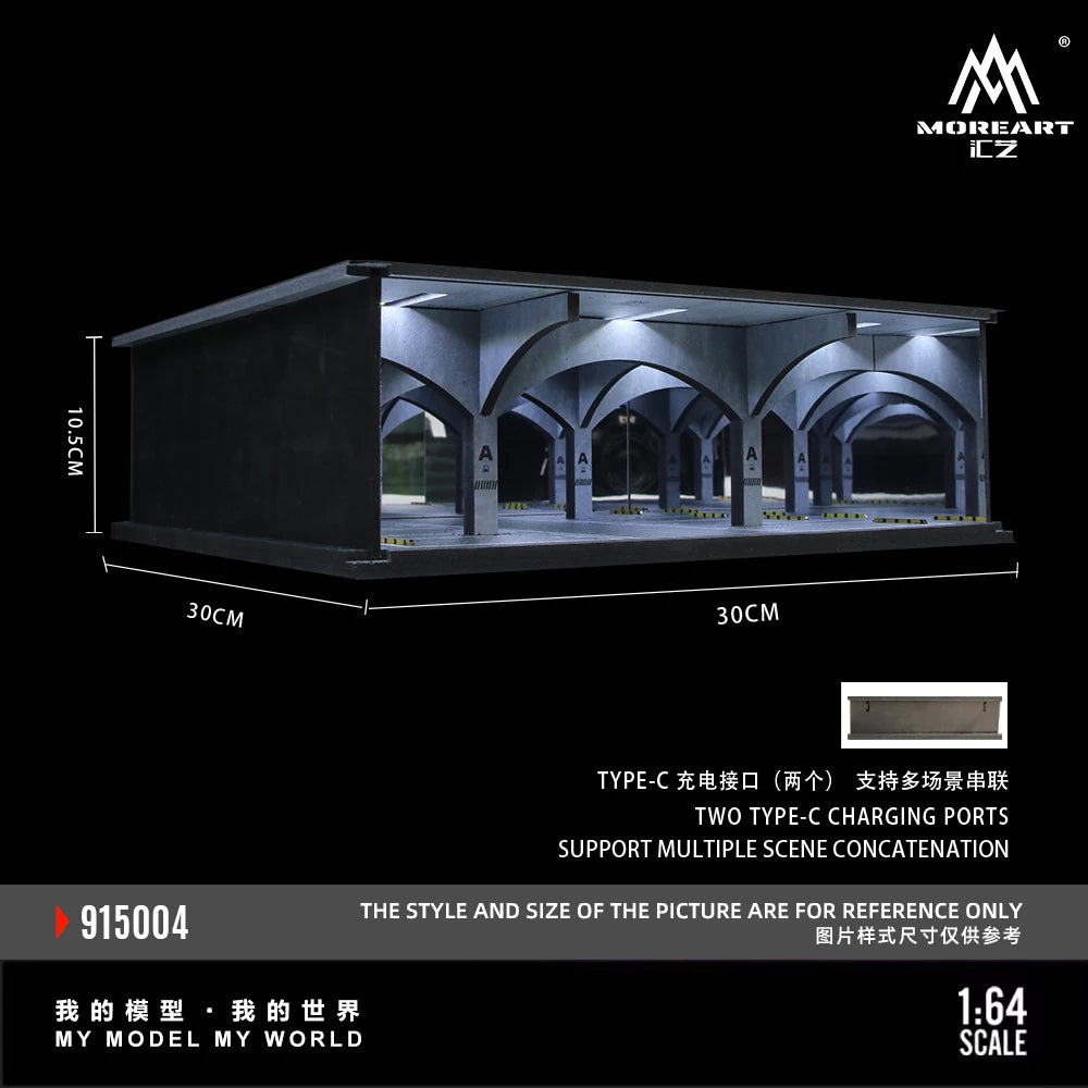More Art 1:64 Underground 04 Parking Garage Lighting Diorama, Light Version Diorama for Display&Collection&Gift