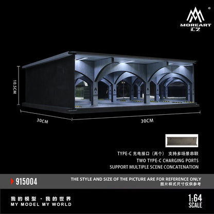 More Art 1:64 Underground 04 Parking Garage Lighting Diorama, Light Version Diorama for Display&Collection&Gift