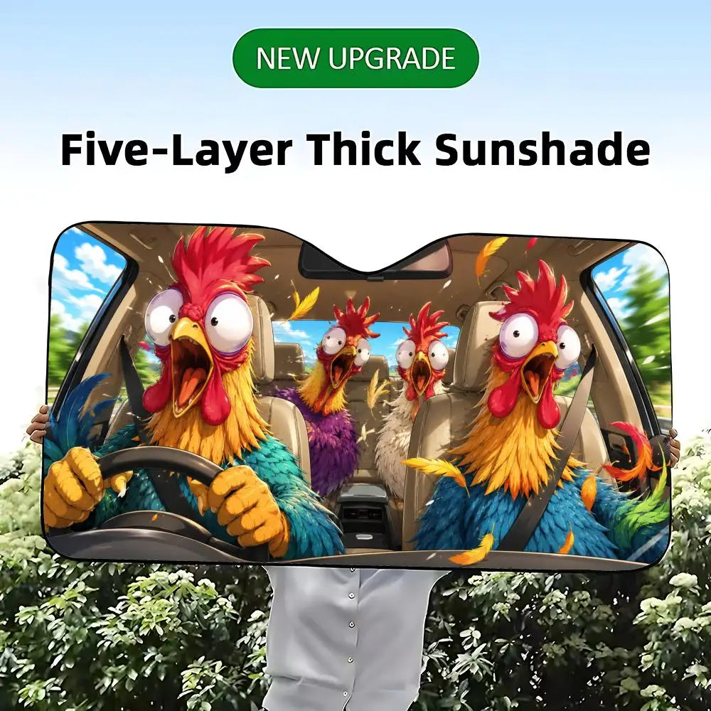 animal chicken Sun Visor Car Windshield Sun Visor - Foldable Universal Fit UV Block Heat Insulation Sunshade