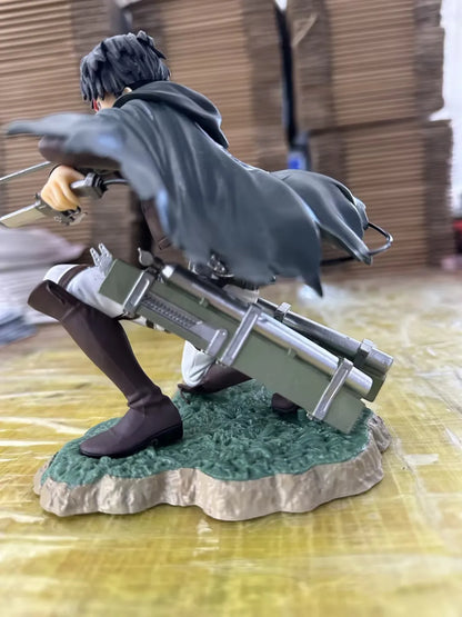 18CM Anime Figure Attack On Titan Levi Ackerman Fortitude Sword Detachable Model Toy PVC Special Edition Scene Bloody Battle