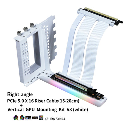PCIe 5.0 X16 GPU Riser Cable Gen5 Right Angle Graphics Card Extension Cable 128GB/s for Vertical Mount PC