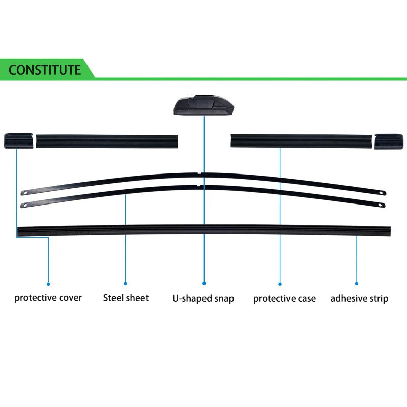 For BMW 3 Series M3 E46 1998-2006 Car Wiper U-type Soft Rubber Boneless Wiper HD Quiet Durable Automotive Wiper 22"+20"